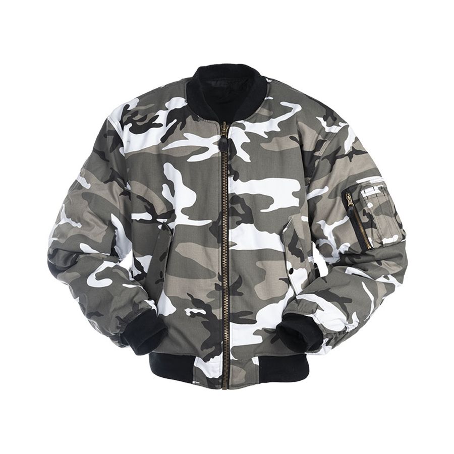 Chaqueta Bomber US MA1® METRO - URBAN, vista frontal con cierre de cremallera y bolsillos exteriores e interiores