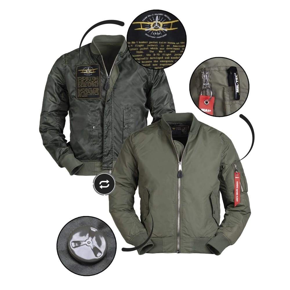 Chaqueta bomber MA1® SUMMER ZEENÁ, ligera, nylon exterior, cierre metálico y 5 bolsillos