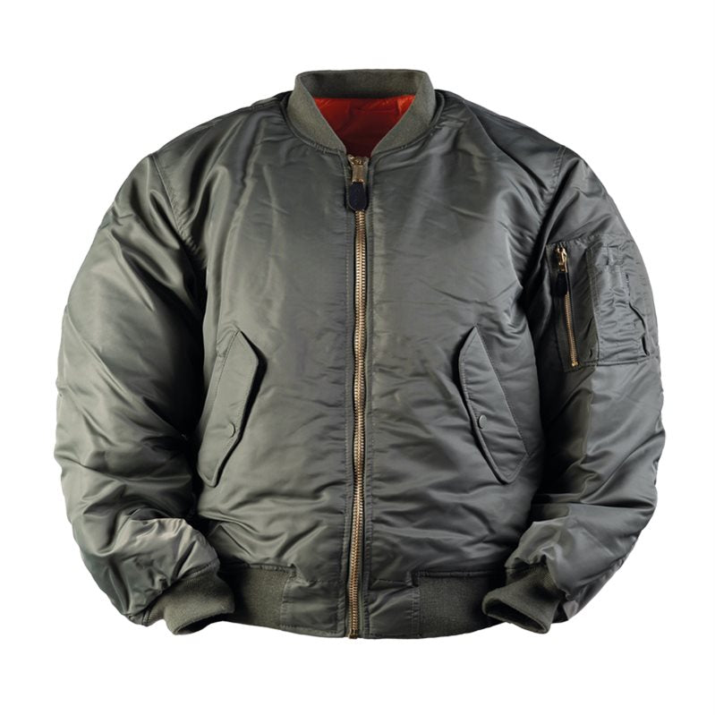 Chaqueta bomber MA-1 básica verde, réplica de piloto US Air Force, vista frontal