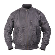 Chaqueta piloto US TACTICA gris, nylon resistente, cierre YKK y seis bolsillos