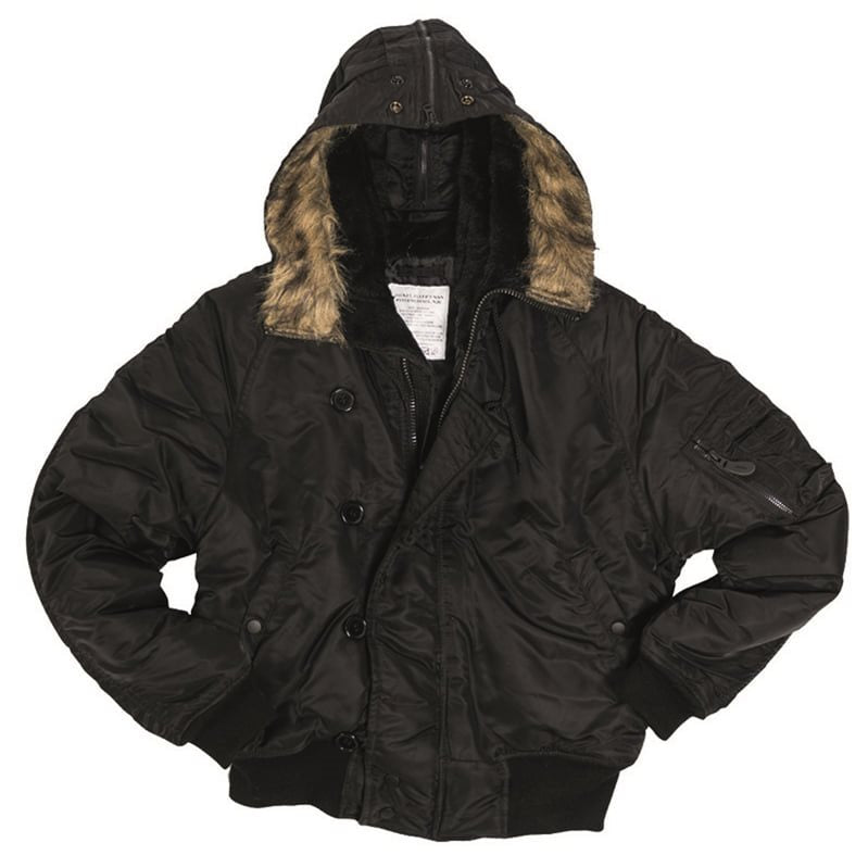 Chaqueta N-2B BASIC piloto negra con capucha