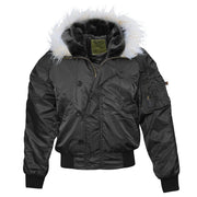 Chaqueta piloto Aljaška N-2B negra con capucha