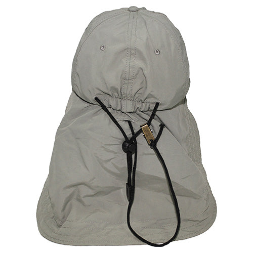 Gorra Sahara verde con protección de cuello y faldón protector, ajuste mediante cordón