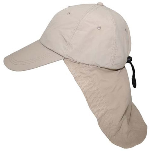 Gorra Sahara verde con protección de cuello y faldón protector, ajuste mediante cordón