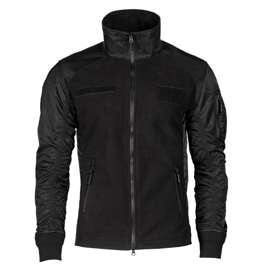 Chaqueta fleece USAF negra con cierre central bidireccional y cuello en polar