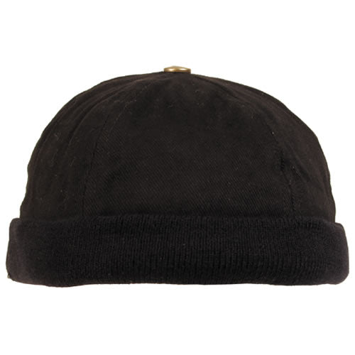 Gorro HONZA negro con borde de punto, 100% algodón, talla única