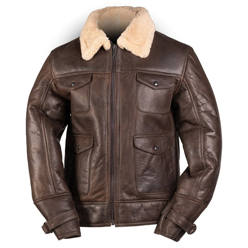 Chaqueta piel de oveja US NAVY A4 marrón