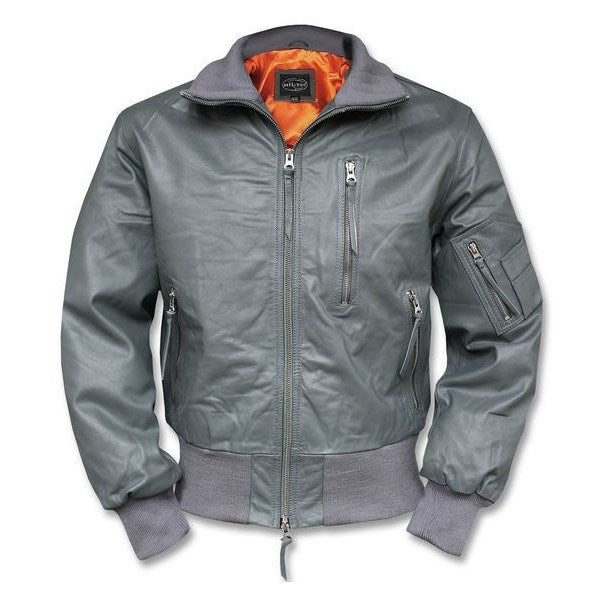 Bunda kožená BW AVIATOR ŠEDÁ, chaqueta de cuero gris