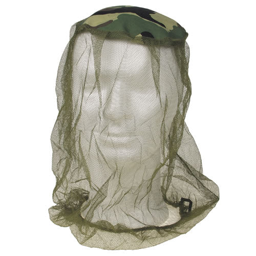 Mosquitera para la cabeza oliva/woodland en nylon 100% con borde elástico