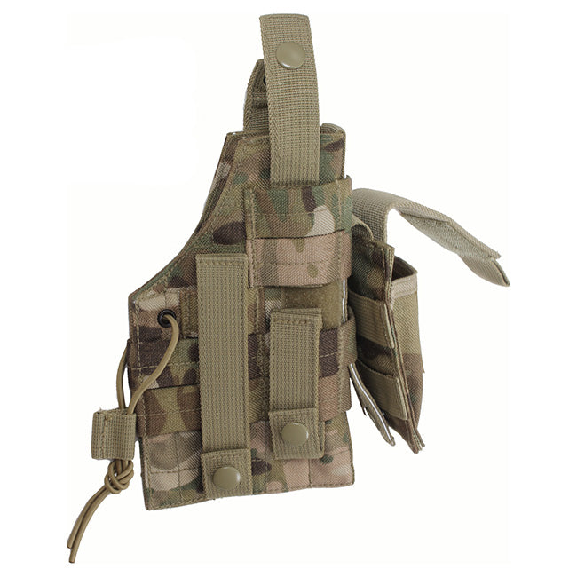Funda de pistola ambidiestra MOLLE con correa elástica y bolsillo para cargador