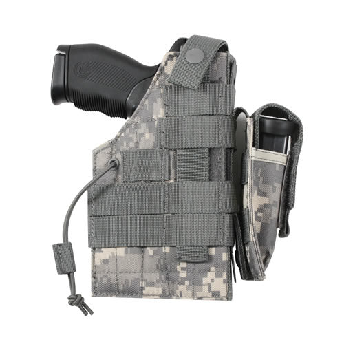 Funda para pistola MOLLE negra reversible con bolsillo para cargador y correas MOLLE