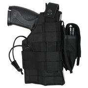 Funda para pistola MOLLE negra reversible con bolsillo para cargador y correas MOLLE