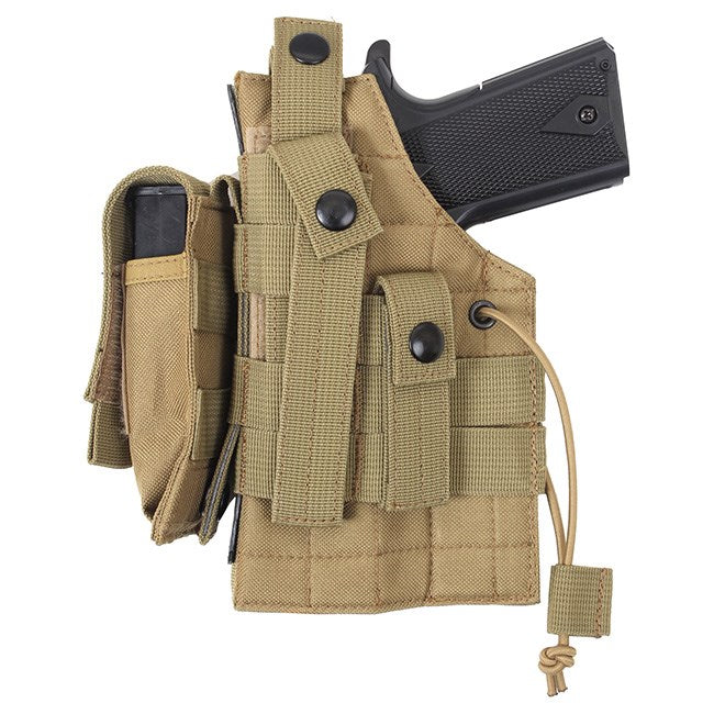Funda para pistola MOLLE negra reversible con bolsillo para cargador y correas MOLLE