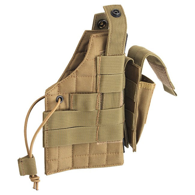Funda para pistola MOLLE negra reversible con bolsillo para cargador y correas MOLLE
