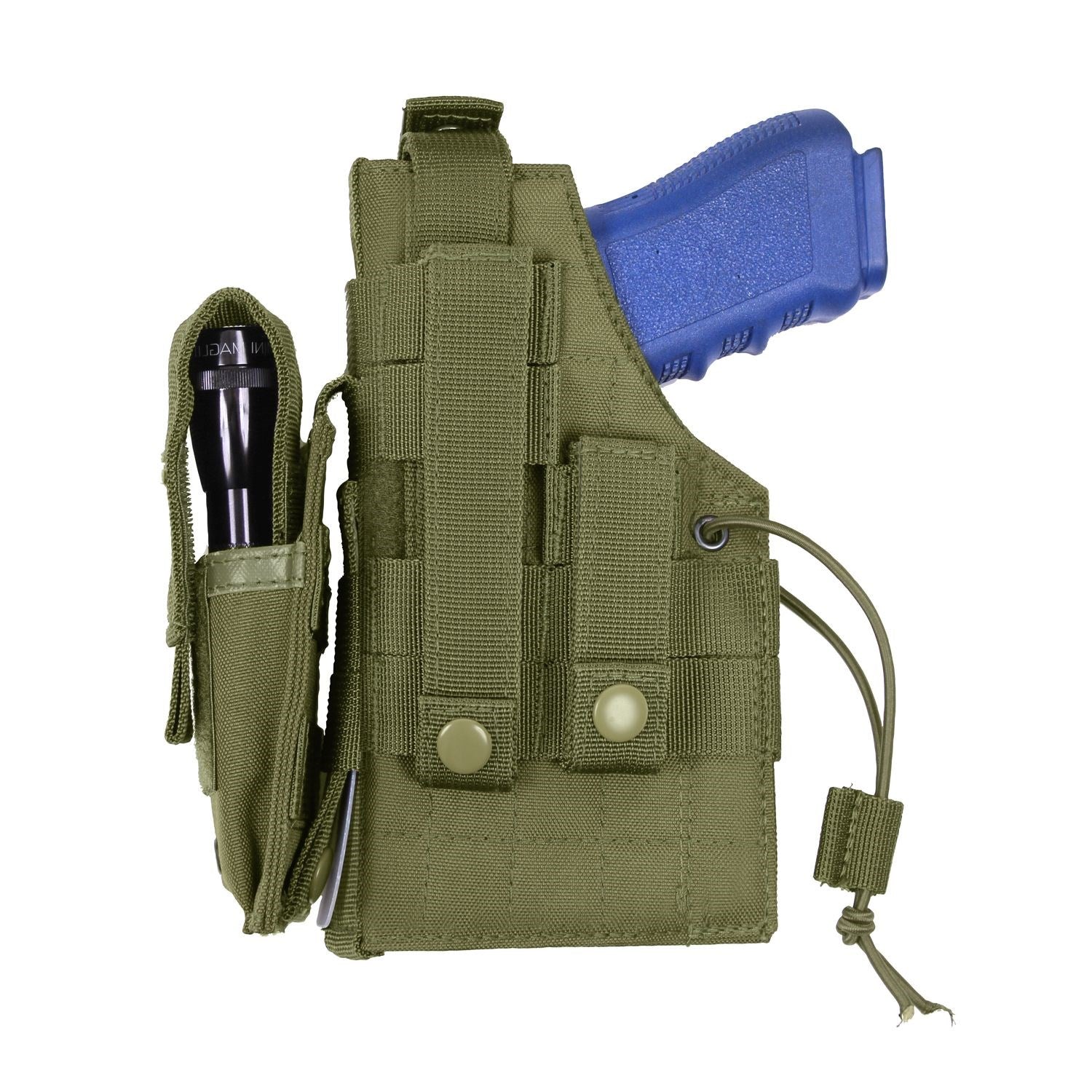 Funda para pistola MOLLE negra reversible con bolsillo para cargador y correas MOLLE