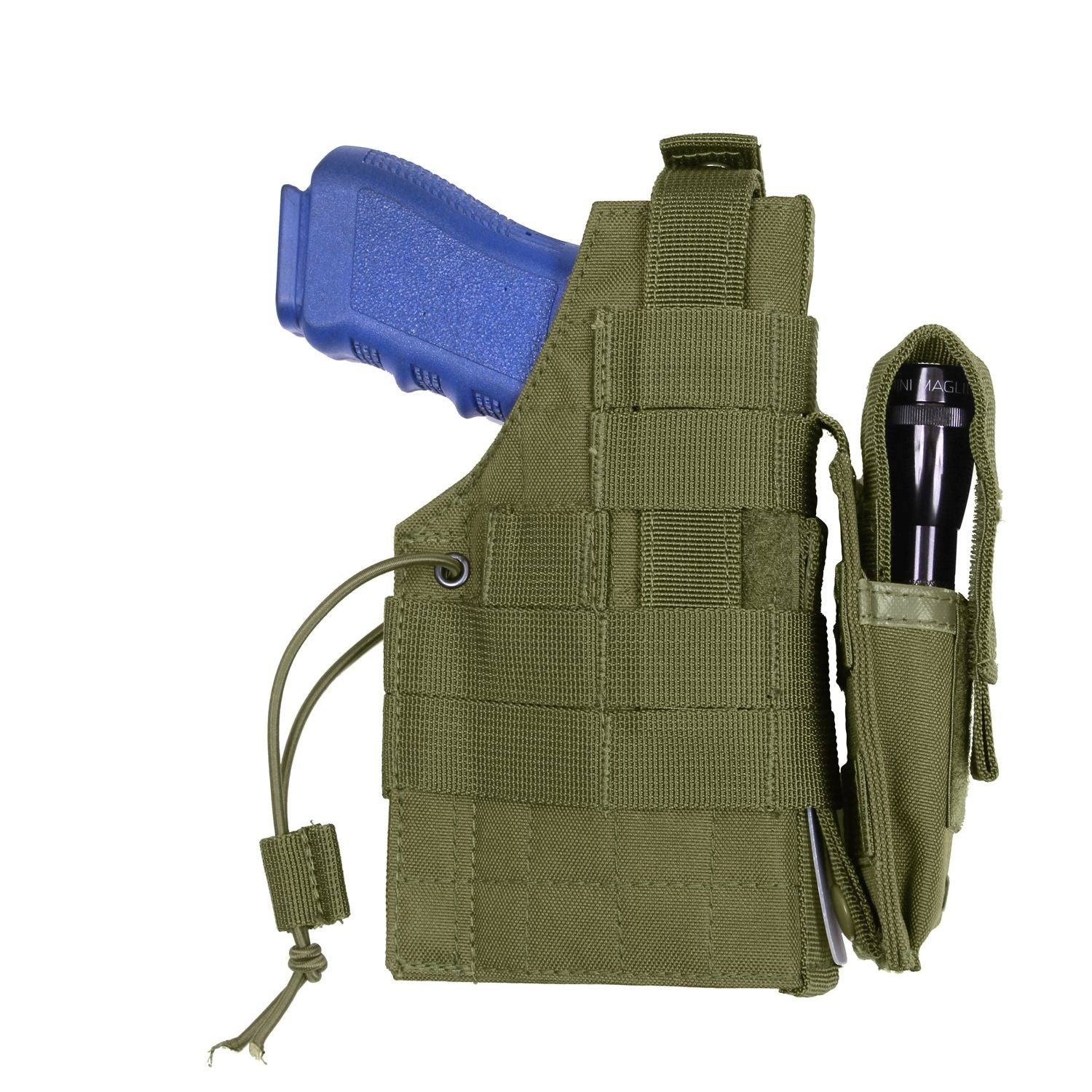 Funda para pistola MOLLE negra reversible con bolsillo para cargador y correas MOLLE