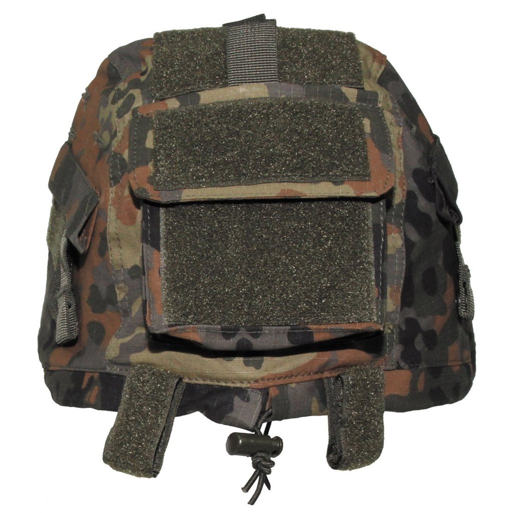 Funda para casco MFH Flecktarn con tiras de velcro y ojales para camuflaje