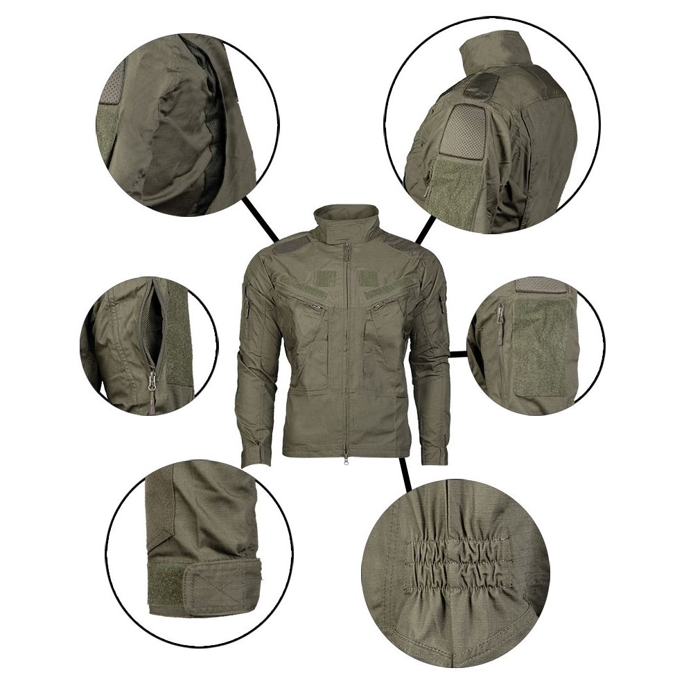 Chaqueta COMBAT CHIMERA ZEENÁ MIL-TEC con 4 bolsillos, paneles VELCRO y acolchado en codos y hombros