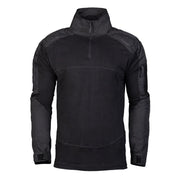Camisa táctica CHIMERA negra con refuerzos en hombros y codos y bolsillos en bíceps