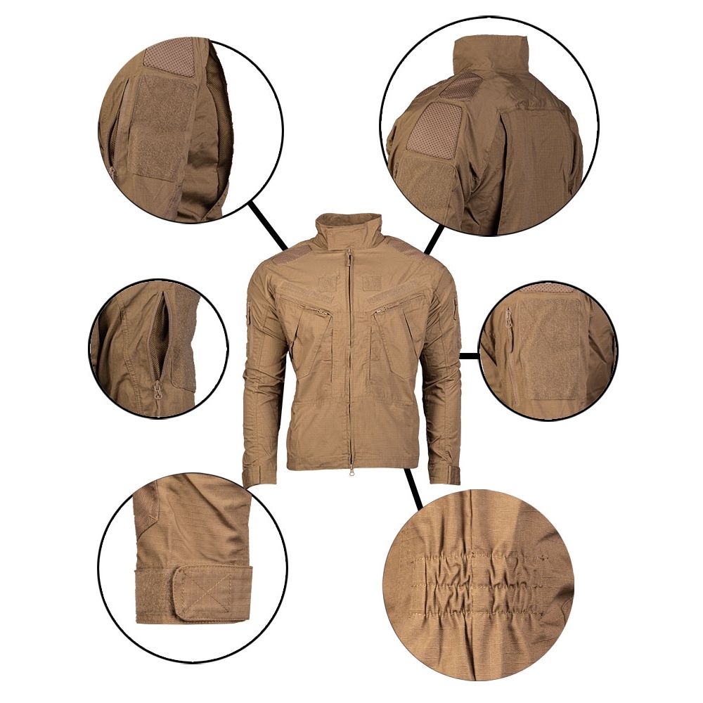 Chaqueta COMBAT CHIMERA Dark Coyote MIL-TEC, 4 bolsillos y paneles VELCRO