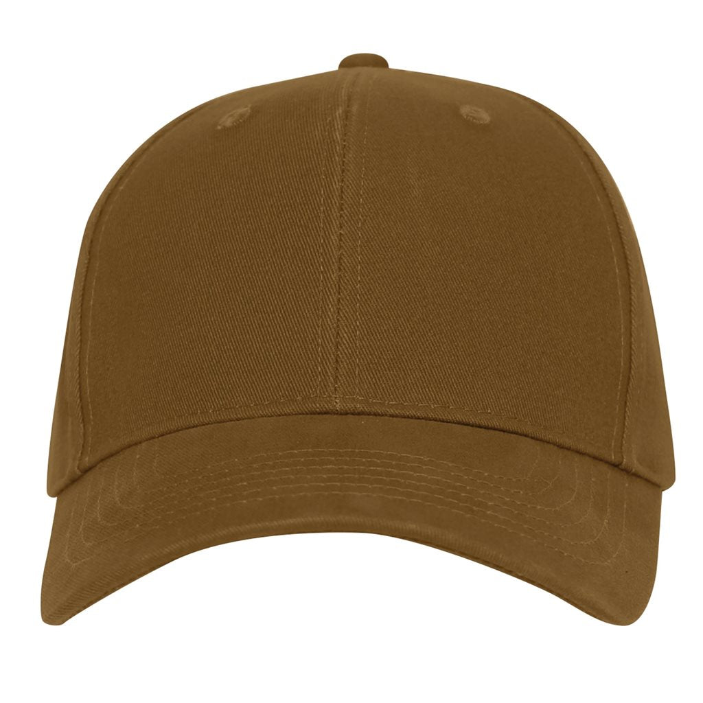 Gorra de béisbol de perfil bajo en marrón coyote, talla única ajustable con correa y hebilla metálica