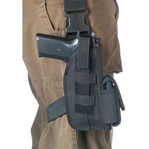 Funda pistolera de muslo negra para Beretta 92 (longitud 12,5 cm)