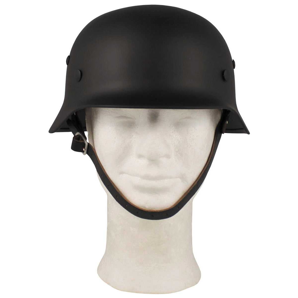 Casco reproducción WWII de acero negro con interior de cuero