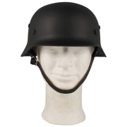 Casco reproducción WWII de acero negro con interior de cuero