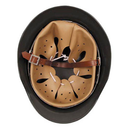 Casco reproducción WWII de acero negro con interior de cuero