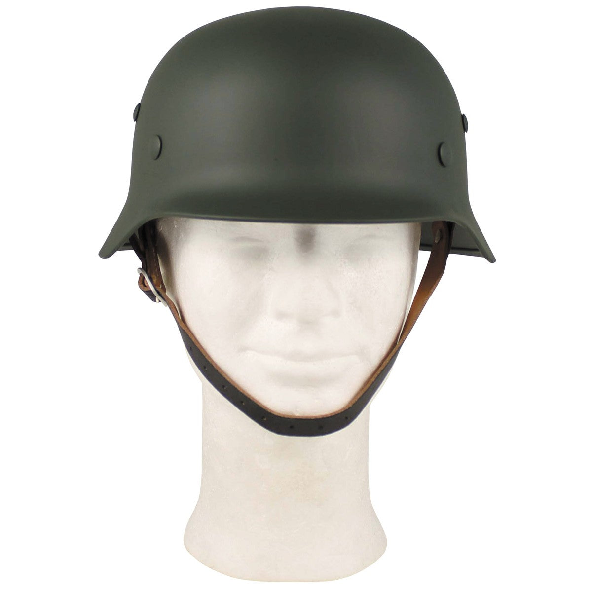 Reproducción de casco de acero WWII con interior de cuero negro