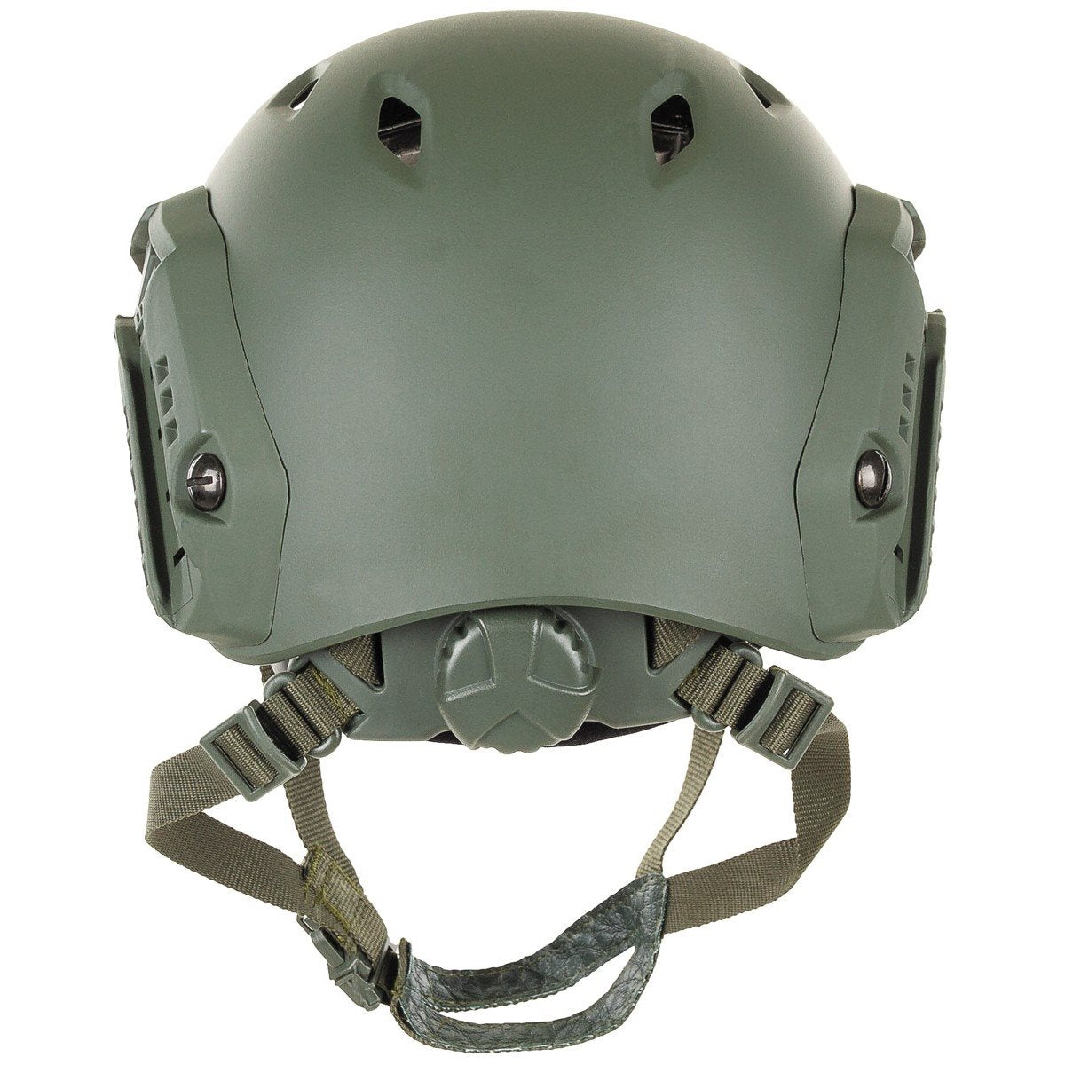 Casco FAST paracaidista completo negro con riel lateral y correa submentonera