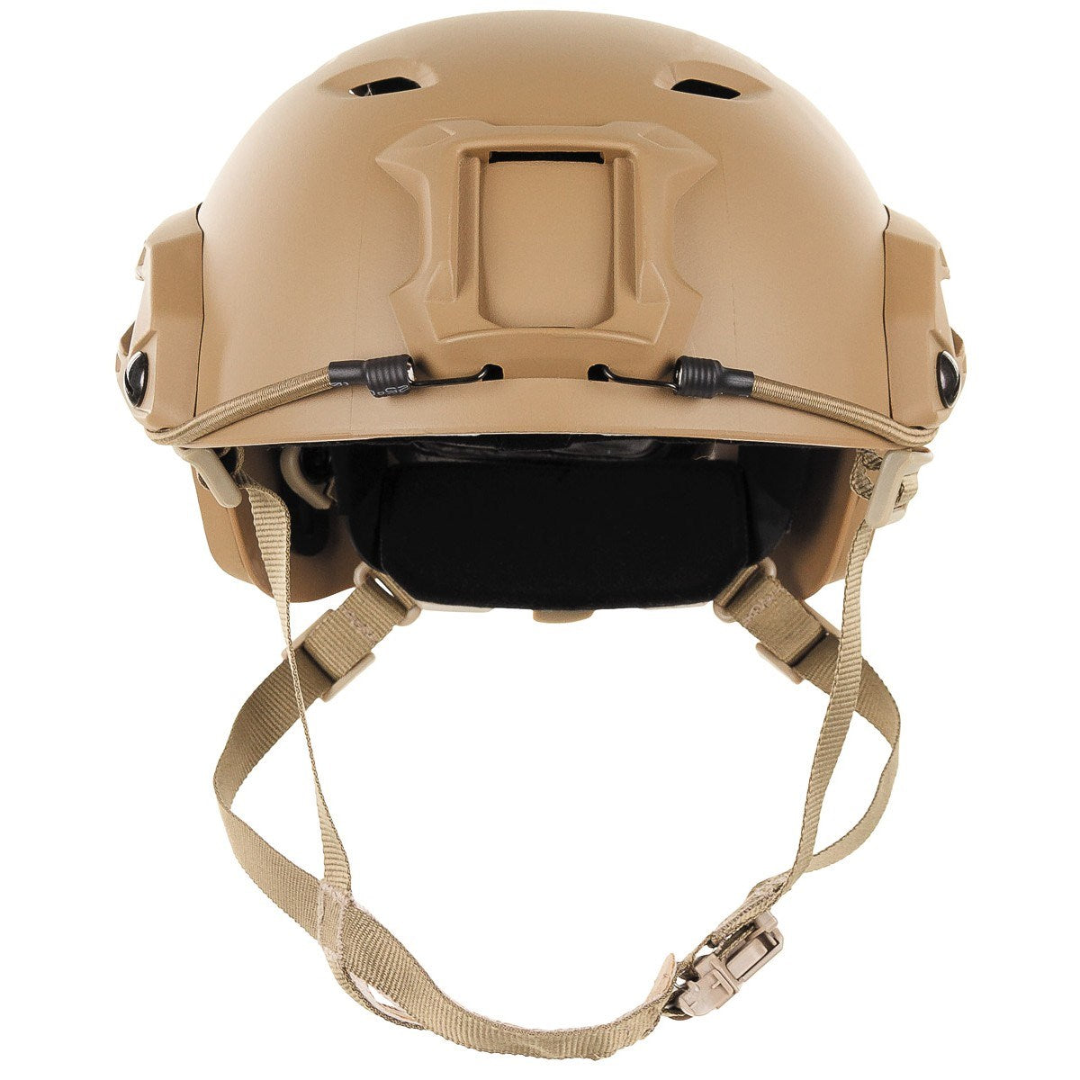 Casco FAST paracaidista completo negro con riel lateral y correa submentonera