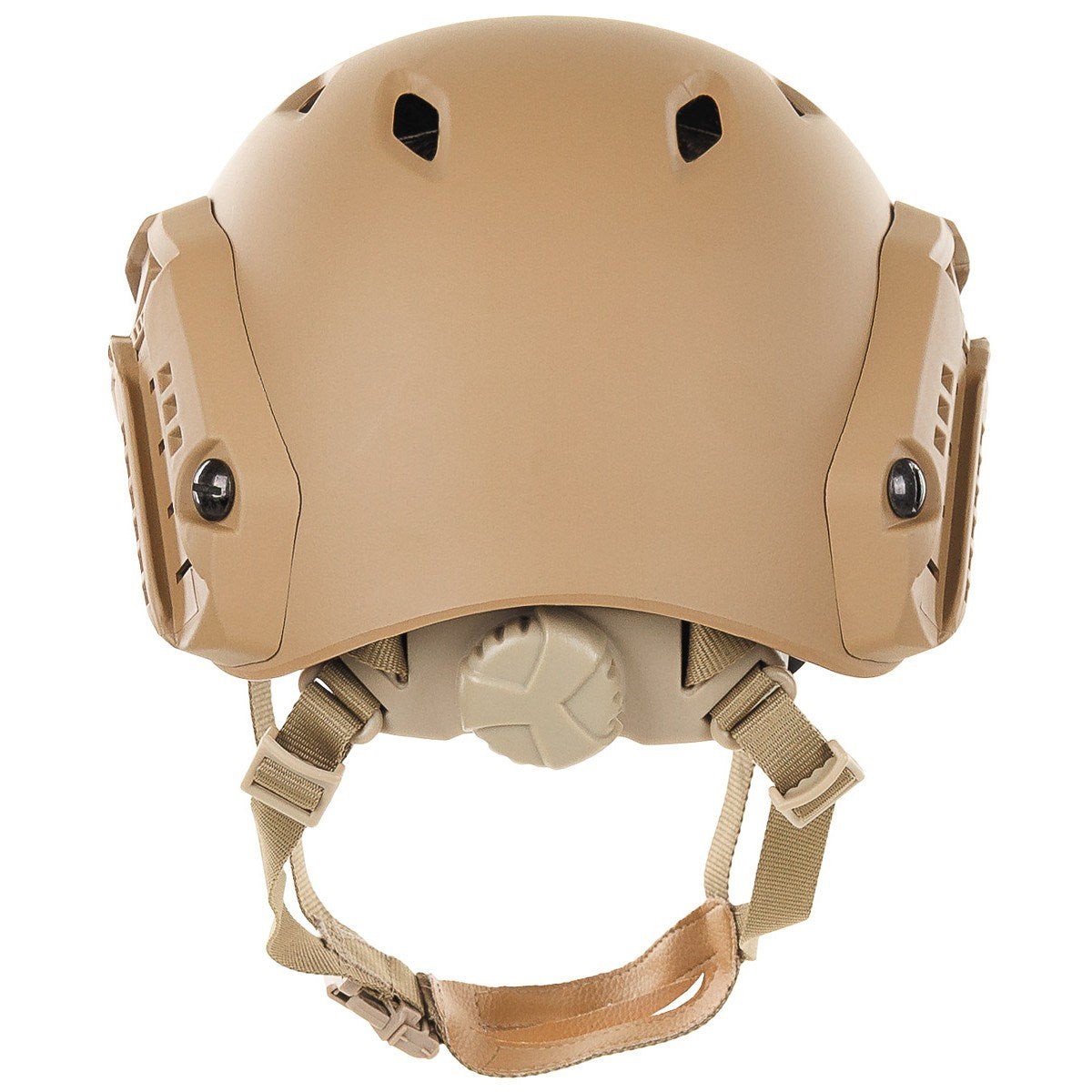 Casco FAST paracaidista completo negro con riel lateral y correa submentonera