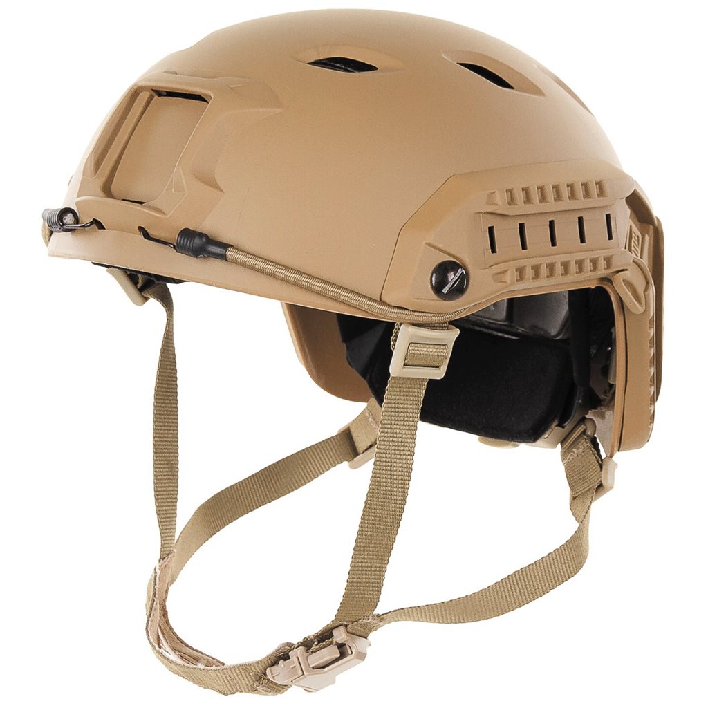 Casco FAST paracaidista completo negro con riel lateral y correa submentonera