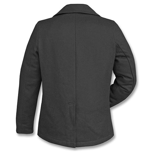 Abrigo US Pea Coat negro de lana con botones con ancla y dos bolsillos laterales