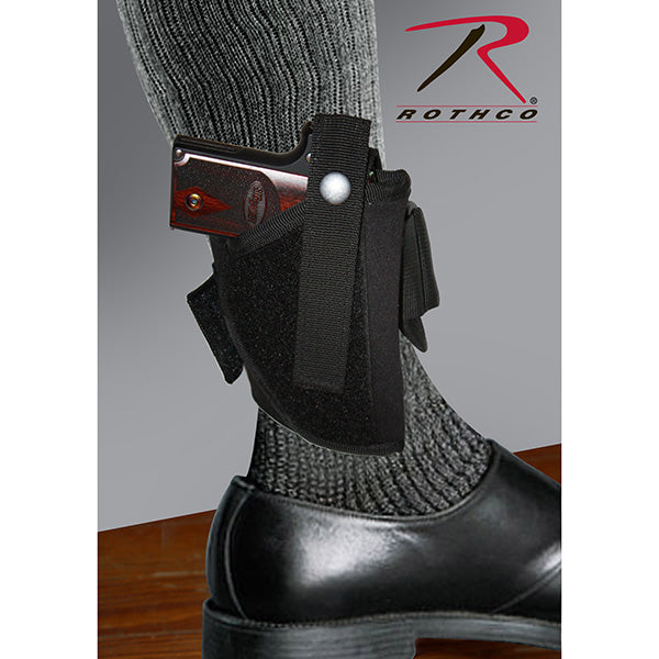 Funda de tobillo negra para pistola compacta con correa ajustable de velcro