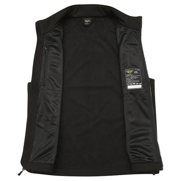 Chaleco Core Softshell negro con interior microfleece, impermeable y cortavientos