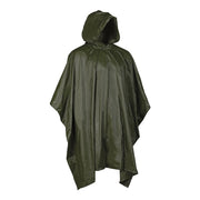 Poncho WET WEATHER verde desplegado con funda de poliéster de malla incluida