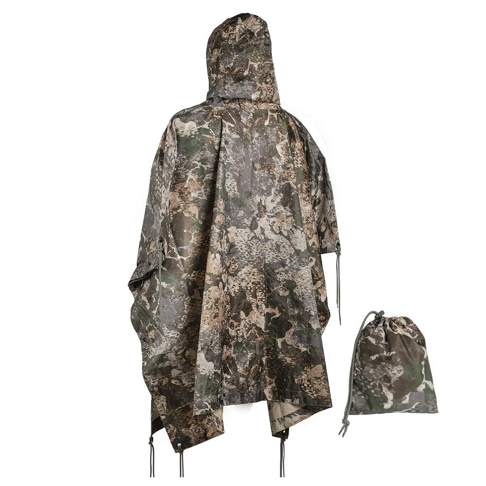 Poncho US rip-stop desplegado con bolsa de transporte, tamaño 210 x 150 cm