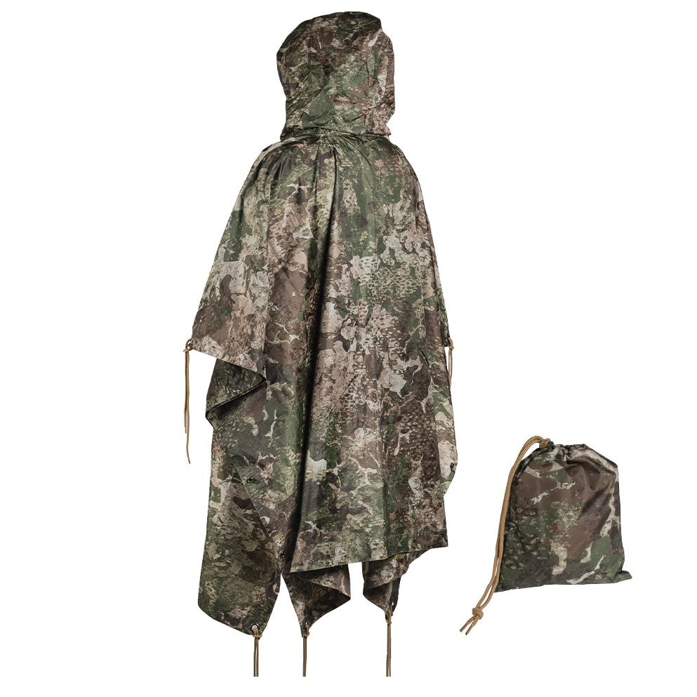 Poncho US rip-stop desplegado con bolsa de transporte, tamaño 210 x 150 cm