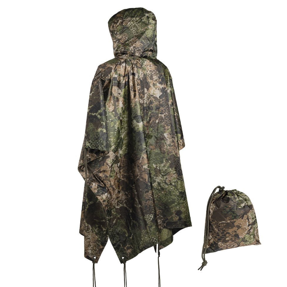 Poncho US rip-stop desplegado con bolsa de transporte, tamaño 210 x 150 cm