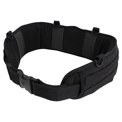Cinturón táctico acolchado MOE BATTE negro con cuatro anillas en D y material poliéster