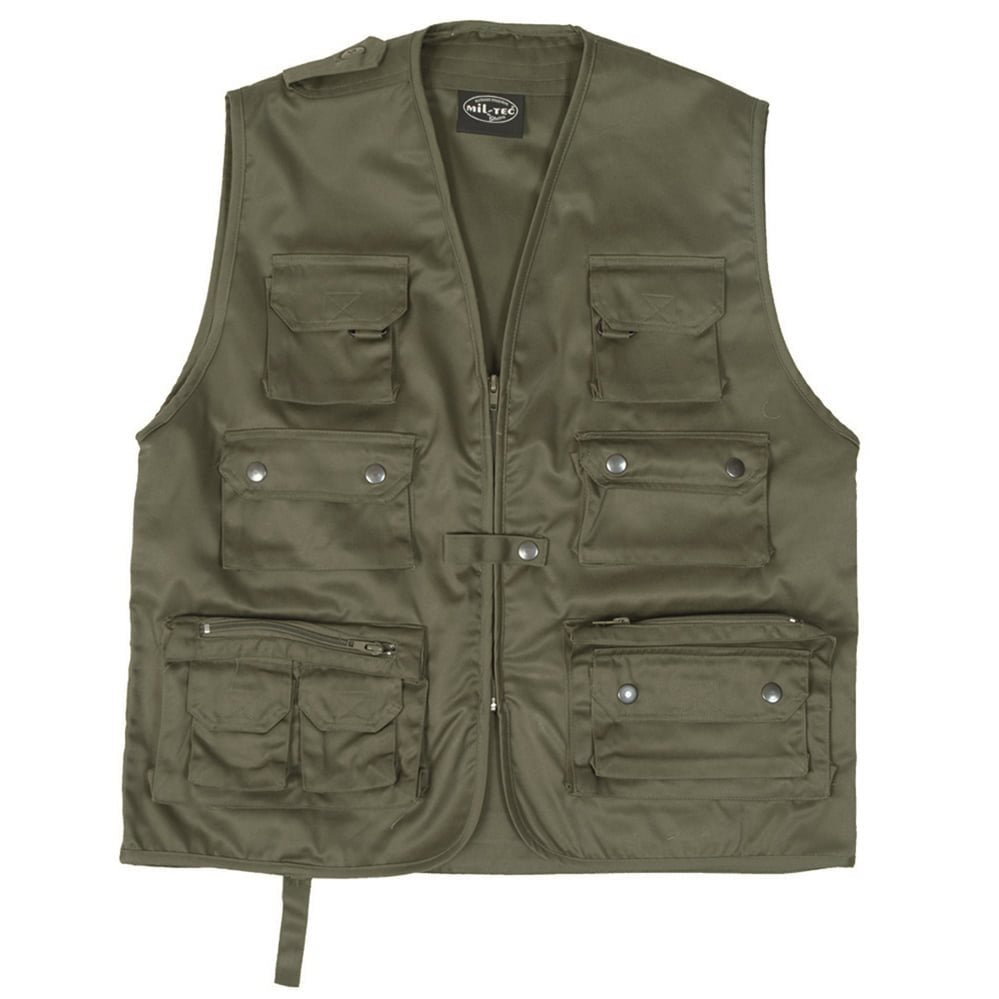 Chaleco JAGD verde con 14 bolsillos para caza y pesca