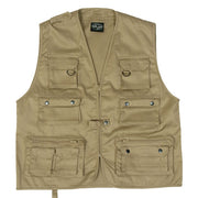 Chaleco JAGD KHAKI para caza y pesca con 14 bolsillos y cremallera protegida