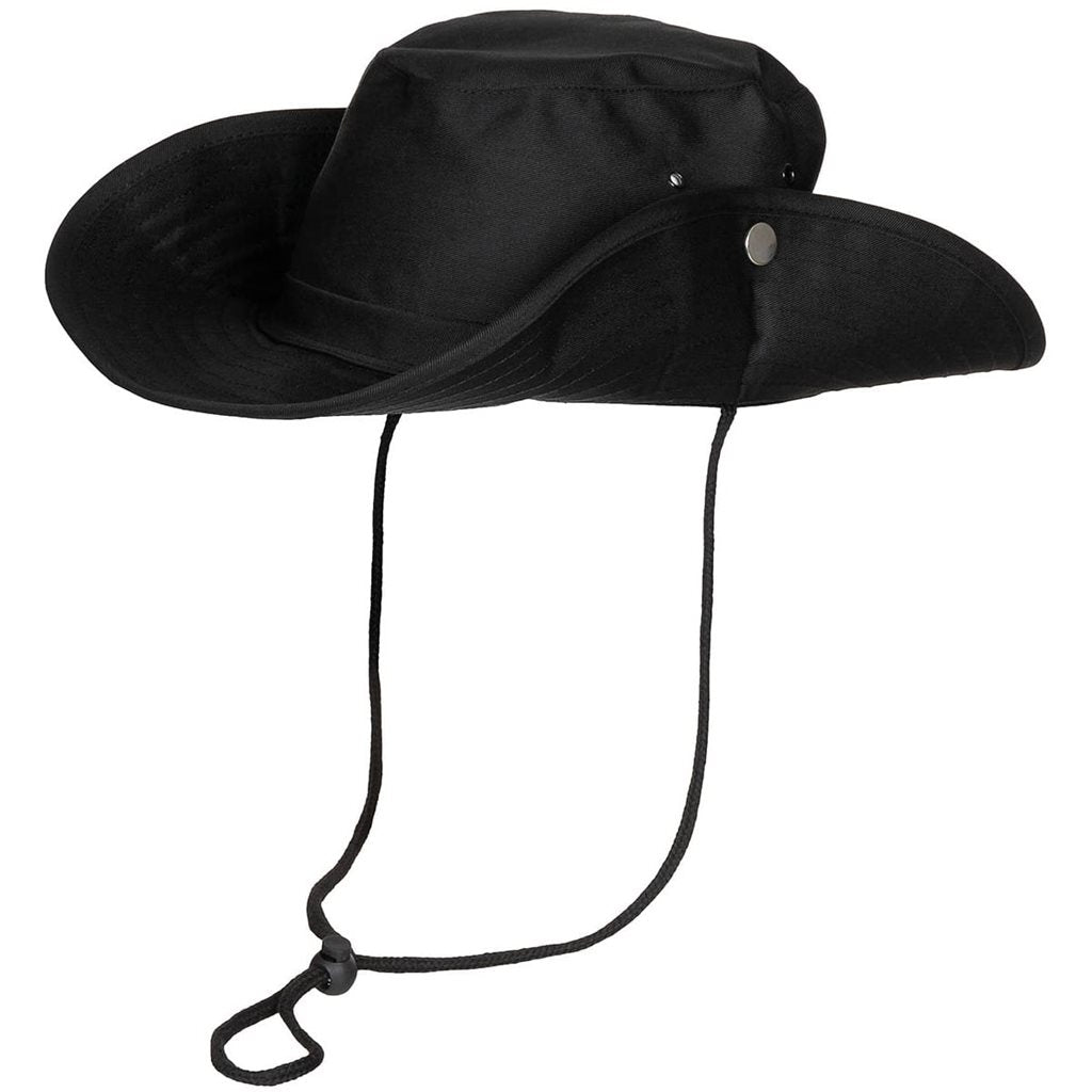 Sombrero bush negro con visera y broches a presión, material 65% poliéster 35% algodón - 10703A