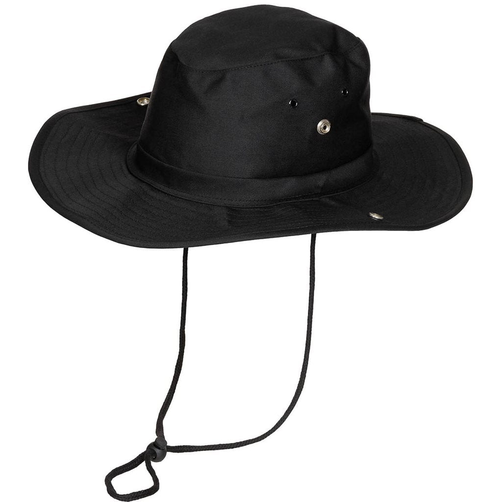 Sombrero bush negro con visera y broches a presión, material 65% poliéster 35% algodón - 10703A