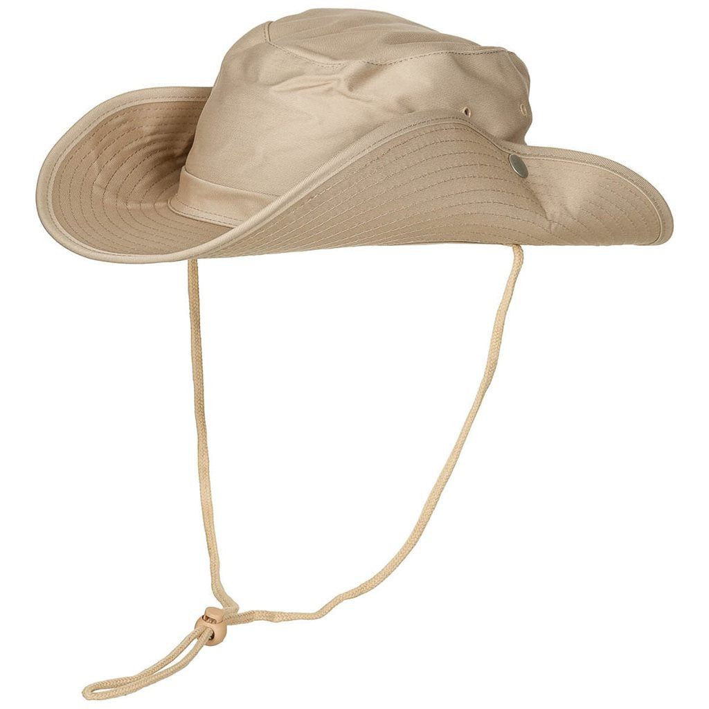 Sombrero Bush PÍSKOVÝ color arena, 65% poliéster 35% algodón, broches laterales para fijar la ala
