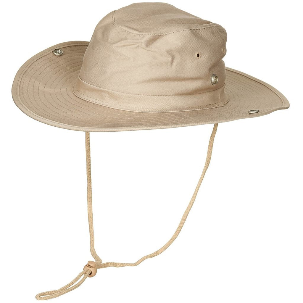 Sombrero Bush PÍSKOVÝ color arena, 65% poliéster 35% algodón, broches laterales para fijar la ala