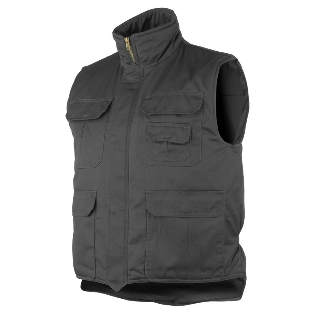 Chaleco RANGER acolchado negro, aislante térmico, refuerzo trasero para protección lumbar y mayor movilidad