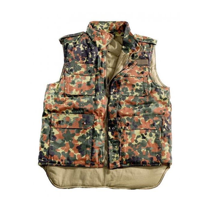 Chaleco BW COMMANDO acolchado camuflaje Flecktarn con bolsillos grandes